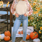 Apricot Western Print Patch Long Sleeve Top