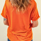 Orange Pumpkin Pie Graphic Cuffed Sleeve Crew Neck Tee