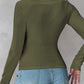 U Neck Built in Bra Long Sleeve Ribbed Top