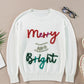 White Tinsel Merry and Bright Graphic Christmas Sweater