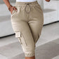 Side Pockets Drawstring Waist Cropped Cargo Pants