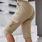 Side Pockets Drawstring Waist Cropped Cargo Pants