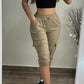 Side Pockets Drawstring Waist Cropped Cargo Pants