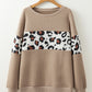 Parchment Leopard Quilted Patchwork Crew Neck Sweatshirt