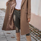 Dark Khaki Single Breasted Lapel Collar Flap Pocketed Overcoat