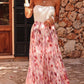 Pink Abstract Watercolor Tie Dye Tiered Maxi Skirt