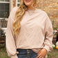 Parchment Plus Size Textured Drop Shoulder Crew Neck Sweatshirt