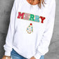 Beige MERRY Christmas Tree Chenille Patch Graphic Sweatshirt