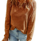 Brown Textured Round Neck Long Sleeve Top