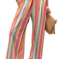 Multicolor Striped Smocked High Waist Wide Leg Pants