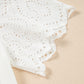 White Eyelet Pattern Short Sleeve Patchwork Ribbed Top