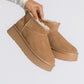 Chestnut Faux Fur Lined Suede Ankle Snow Boots