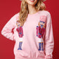 Pink Sequin Nutcracker Christmas Crew Neck Sweatshirt