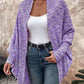 Colorful Waffle Knit Open Front Coat Batwing Long Sleeve Cardigan