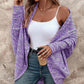 Colorful Waffle Knit Open Front Coat Batwing Long Sleeve Cardigan