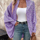 Colorful Waffle Knit Open Front Coat Batwing Long Sleeve Cardigan