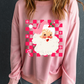 Pink Fancy Checkered Father Christmas Graphic Sweatshirt