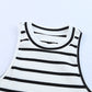 White Striped Print Ribbed O-neck Sleeveless Top