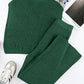 Green Knitted V Neck Sweater and Casual Pants Set