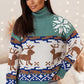 Canton Christmas Reindeer Snowflake Colorblock Turtleneck Sweater