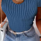 Asymmetrical Neck Chain Decor Ribbed T Shirt