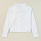 White Collared Button-up Loose Fit Casual Sweater