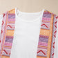 White Western Aztec Print Patchwork Ruffled Tunic Long Sleeve Babydoll Top