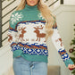 Canton Christmas Reindeer Snowflake Colorblock Turtleneck Sweater