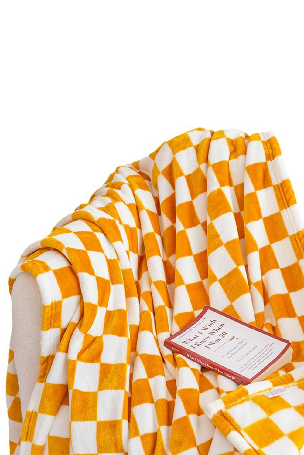 Yellow Checkerboard Printed Soft Throw Blanket 120*200cm