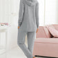 2 Piece Open Front Long Sleeve Hooded Top Drawstring Cuffed Pants Lounge Outfit Tracksuit Set