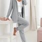 2 Piece Open Front Long Sleeve Hooded Top Drawstring Cuffed Pants Lounge Outfit Tracksuit Set