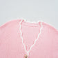 Pink Ribbed Knit Scalloped Edge Side Pockets Buttoned Cardigan