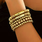 Gold Layered Plated Alloy Beaded Elastic Bracelet Set