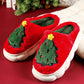 Fiery Red Christmas Tree Graphic Thick Sole Plush Slippers