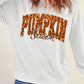 Beige Heat-transfer PUMPKIN Season Printed Crewneck Thanksgiving Sweatshirt