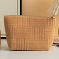 Camel Textured Woven Pattern Zipper Cosmetic Bag