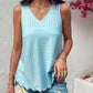 V Neck Sleeveless Thick Strap Hollow out Knit Tank Casual Top