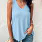 V Neck Sleeveless Thick Strap Hollow out Knit Tank Casual Top