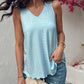 V Neck Sleeveless Thick Strap Hollow out Knit Tank Casual Top