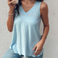 V Neck Sleeveless Thick Strap Hollow out Knit Tank Casual Top