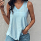 V Neck Sleeveless Thick Strap Hollow out Knit Tank Casual Top