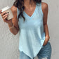 V Neck Sleeveless Thick Strap Hollow out Knit Tank Casual Top