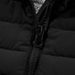 Black Plush Collared Quilted Zipped Puffer Vest