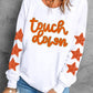 Beige Glittering Touch Down Patched Pattern Star Sleeve Sweatshirt