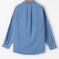 Beau Blue Solid Color Oversized Patched Pocket Buttoned Shirt