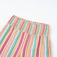 Multicolor Striped Smocked High Waist Wide Leg Pants