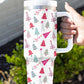 White Cartoon Christmas Tree Printed Thermos Cup 40oz