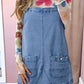 Dusk Blue Pocketed Adjustable Straps Denim Overall Dress