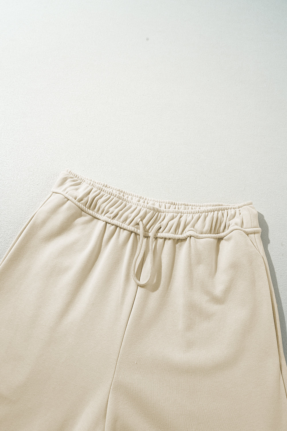 Apricot Loop Drawstring Casual Wide Leg Pants