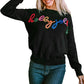 Black Holly Jolly Round Neck Casual Sweater